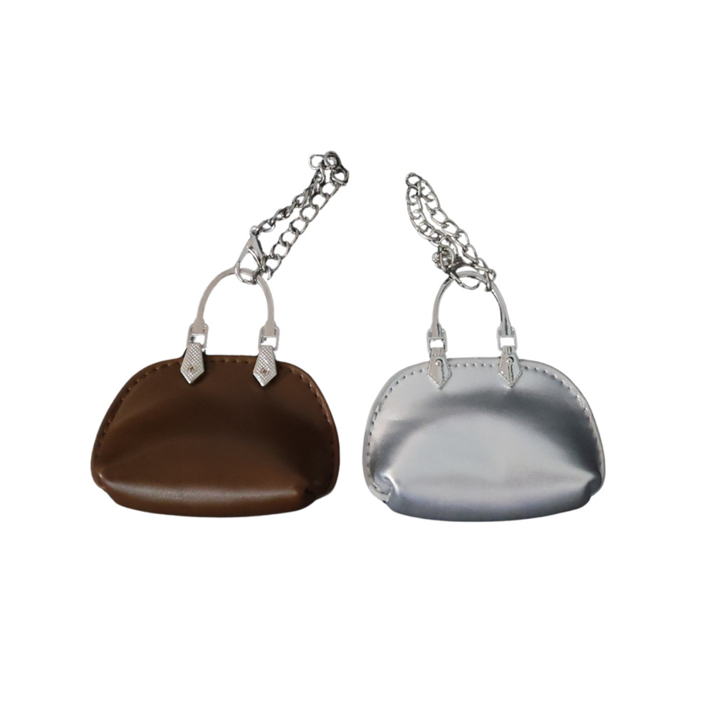 Mini 2PK Dome Satchel Bag Charm Faux Leather Neutral Colors Elegant Feminine